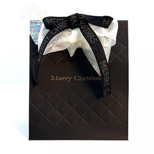 Gift ribbon, MC Deluxe, black with gold Merry Christmas,15mm, style